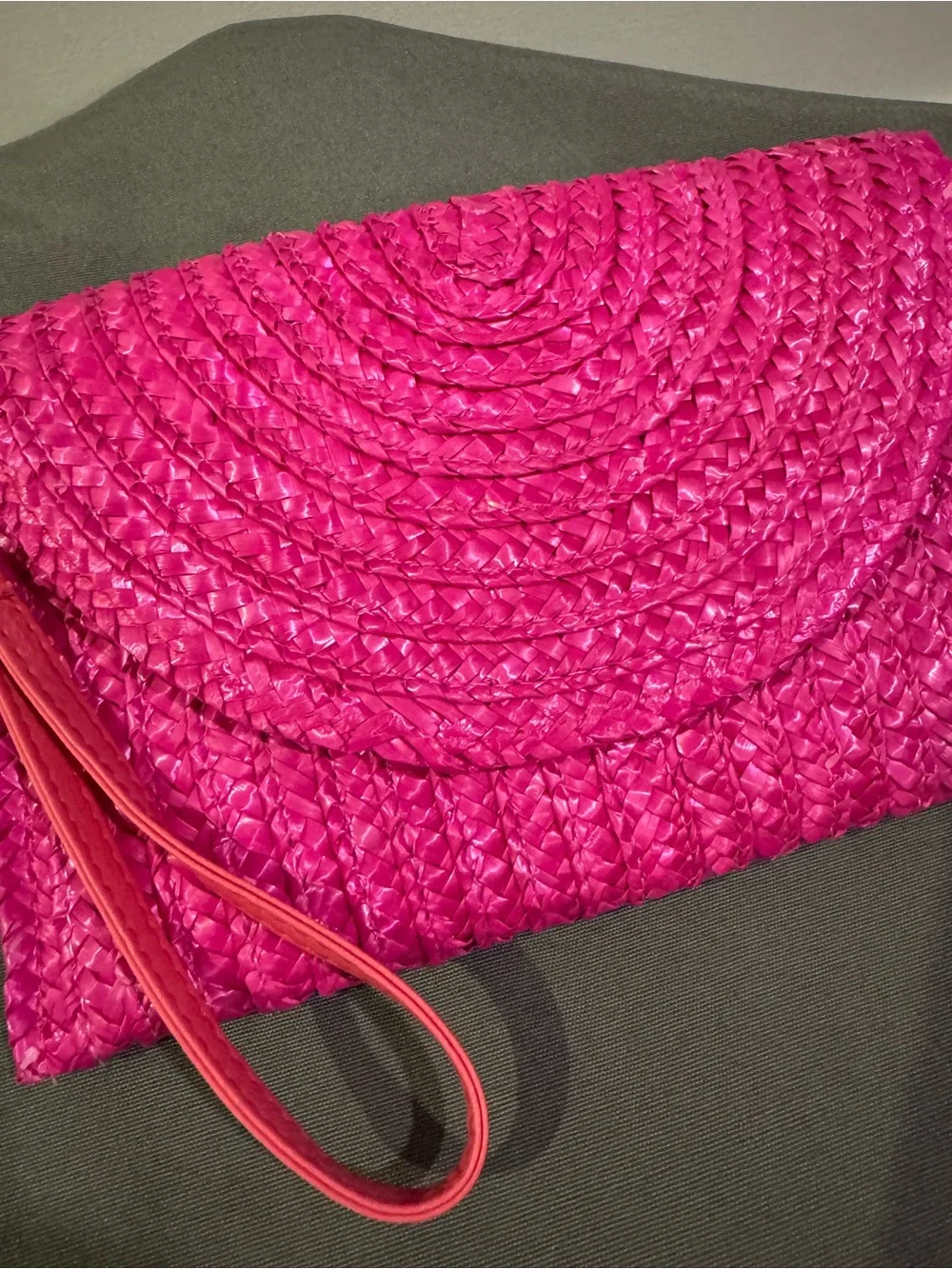 Vacation Clutch - Hot Pink Woven Flap Wristlet Clutch with Crossbody Option